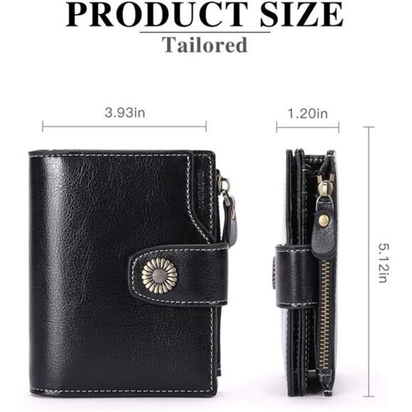 Small Wallet for Women Leather Bifold Compact Small Womens Wallet - Picture 3 of 6